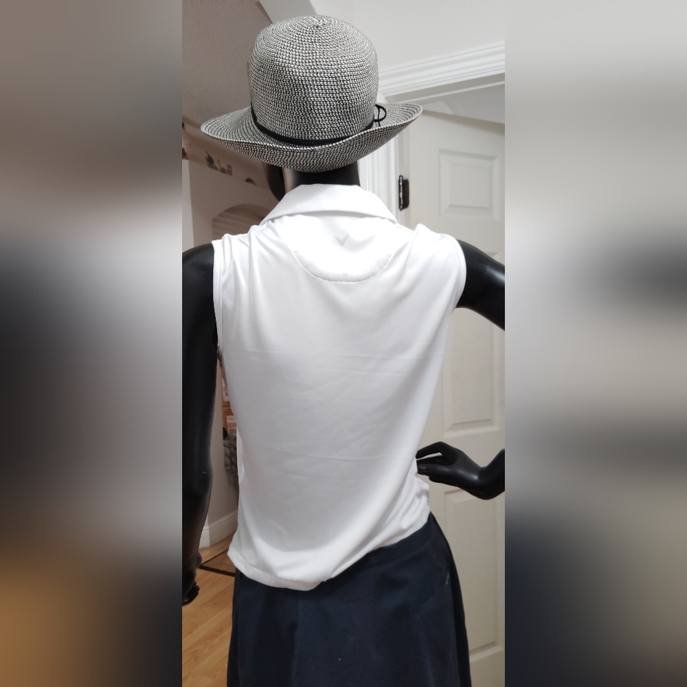 Callaway Women's White Zip-Up Sleeveless Blouse - Picture 7 of 8